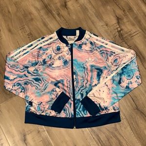 Adidas Girls Size 12 Floral Tie Dye Pattern Jacket